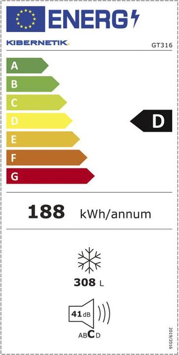 Energie-Label Kibernetik FSP Gefriertruhe 300 Liter ( D ) (Freistehend, 308 l)