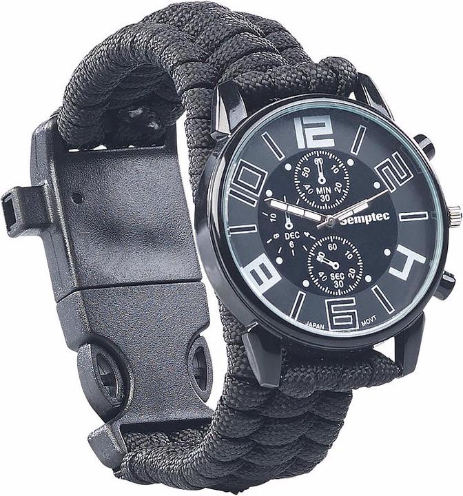 Immagine prodotto Semptec Orologio da polso 5in1 con acciaio da fuoco, bussola e fischietto d'emergenza (Orologio digitale)