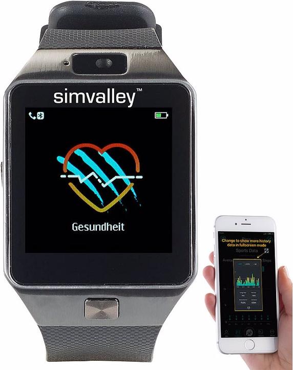 Produktbild Simvalley Handy-Uhr & Smartwatch mit Kamera