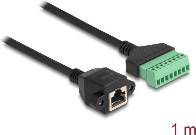 Actual product image Delock RJ45 cable Cat.6 socket to terminal block adapter for installation 1 m 2-piece (RJ45, RJ45 (1x))