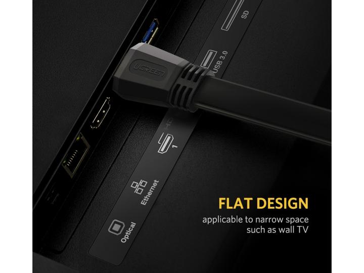 Image du produit Ugreen HDMI 2.0 bande plate 4K 1080p plaqué or (5 m, HDMI)