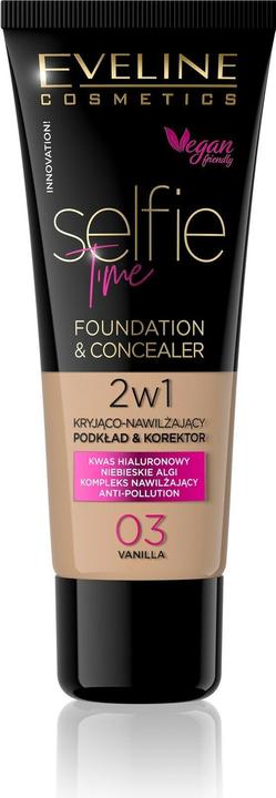 Produktbild Eveline Selfie Time Foundation & Concealer deckende, feuchtigkeitsspendende Foundation und Concealer