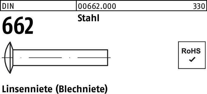 Immagine prodotto Rivetto a lente DIN 662 2,5 x 5 acciaio