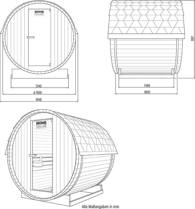 Actual product image Home Deluxe Outdoor sauna barrel sauna AQUILA L- 195 x 180 cm for 4 persons - sauna with 6kW heater
