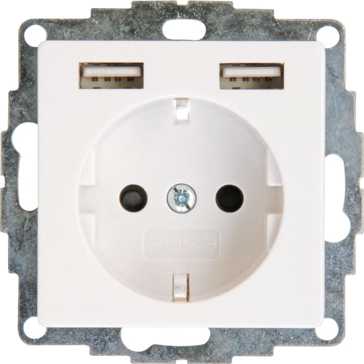 Actual product image Kopp Flush-mounted socket outlet with 2 USB charging sockets.
