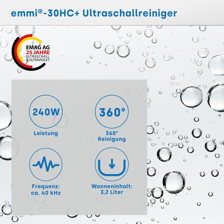 Produktbild Emag Emmi-30HC Plus Ultraschallreiniger Universal 180 W 3.2 l mit Heizung (40 kHz, 3000 ml)