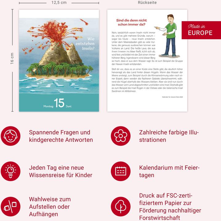 Produktbild Harenberg Kalender für clevere Kids Tagesabreisskalender 2026 (Deutsch)