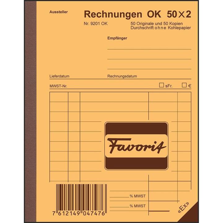 Actual product image Favorit Carbonless copybook Invoices with carbonless paper (100 x)