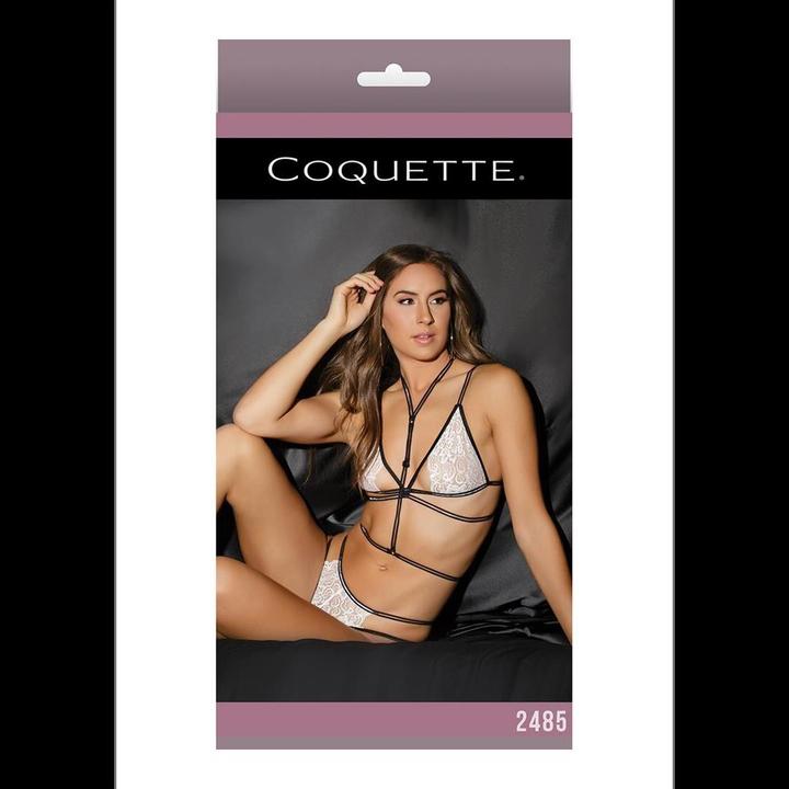 Produktbild Coquette Lace Bralette, Crotchless Panty & Harness/Black (One Size)