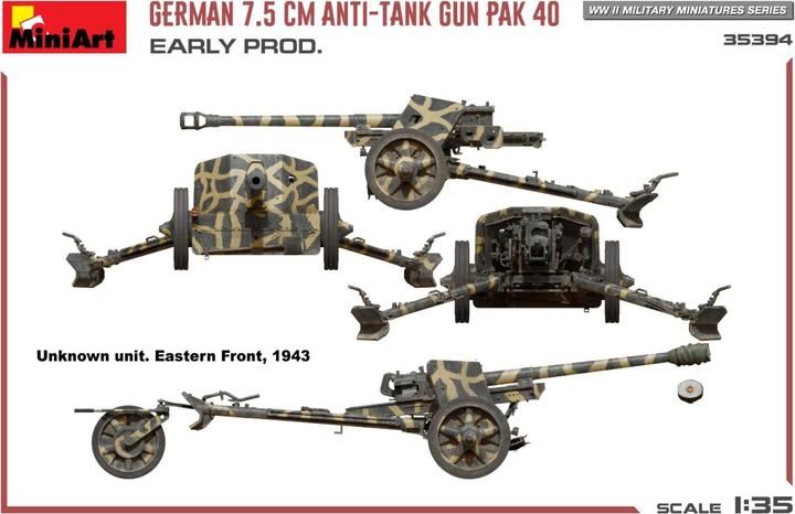 Produktbild Mini art German 7.5cm Anti-Tank Gun PaK 40. Early Prod