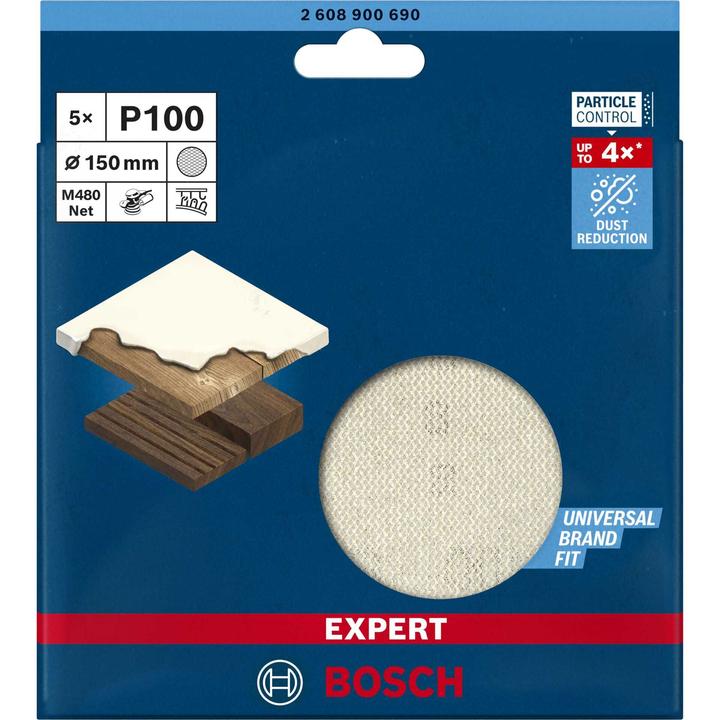 Actual product image Bosch Professional Zubehör Expert M480 Sanding net for random orbital sander, 150 mm, G 100, 5 pieces (100)
