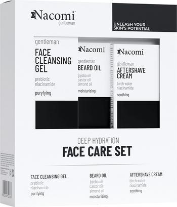 Nacomi Nacomiset Men Fave Care Gesichtsreinigungsgel 140ml, Bartöl 40ml, Aftershave Creme 50ml