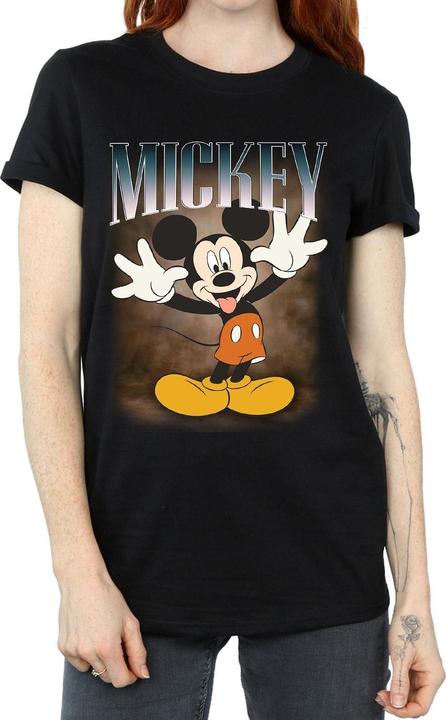 Actual product image Disney Womens/Ladies Mickey Mouse Tongue Montage Cotton Boyfriend T-Shirt (L)
