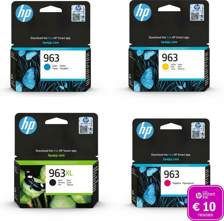 HP 963 + 963XL - Inktcartridge kleur & zwart + Instant Ink tegoed