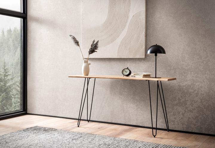Produktbild FineBuy Konsolentisch Anrichte 150 cm Ablagetisch Massivholz Baumkante Modern (150 x 75 x 35 cm)