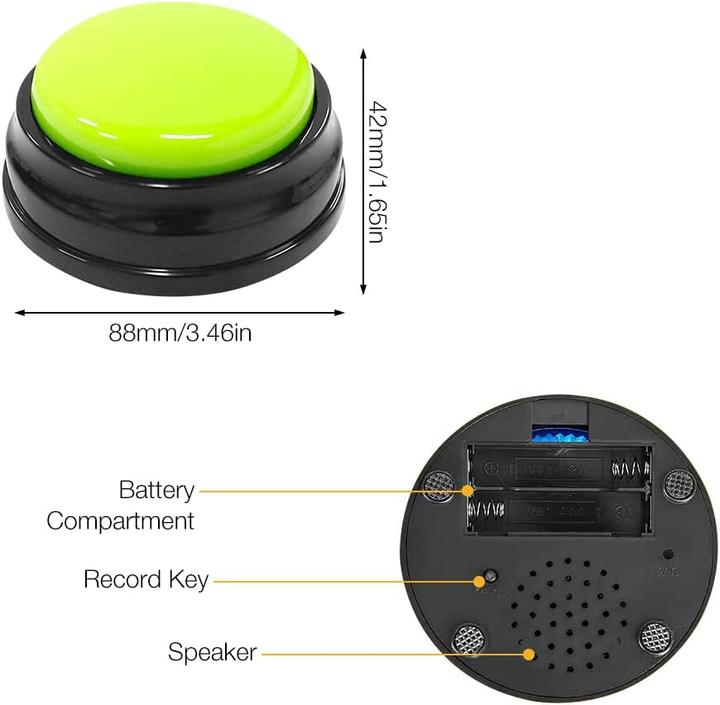 Immagine prodotto Naveso Buzzer-Set mit Aufnahmefunktion für Hunde (4 Stück) (Giocattolo di attività per cani, Intelligenza cane toy)