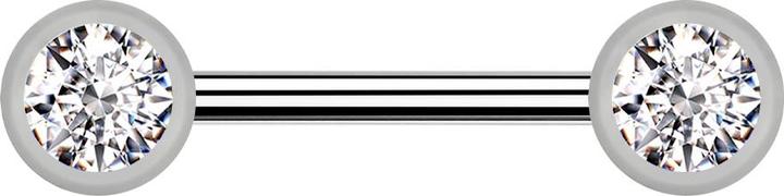 Image du produit Star Piercing Barbell argent avec deux boule avant cristal argenté (Titane G23, sans laiton)