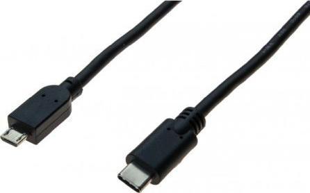 Actual product image Exertis Connect USB 2.0 cable, USB St. Type-CTM / USB St. Micro-B, black, 1.0 m Cable USB Type-CTM 2.0 plug > U (1 m, USB 2.0)