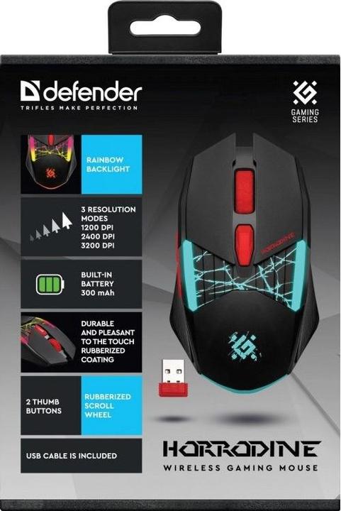 Immagine prodotto Defender MYSZ GM-237 HORRODINE RF 3200dpi 6P CZARNA (Senza fili)