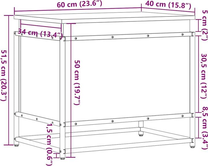 Produktbild VidaXL Aufbewahrungsbox Deckel Spielzeugkiste Auflagenbox Kissenbox Grau Sonoma (123 l)