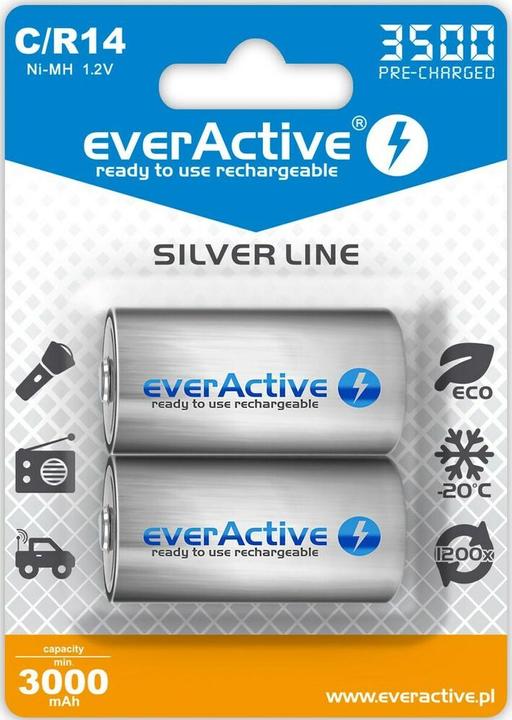 Everactive Rechargeable Batteries R14/C Ni-MH 3500 mAh ready to use - Batterie - Baby (C) (2 Stk., C, 3500 mAh)