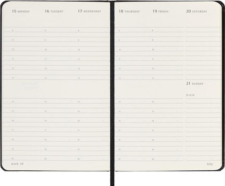 Image du produit Moleskine Agende tascabili Hard Cover Weekly (9 x 14 cm, Couverture rigide, Anglais)