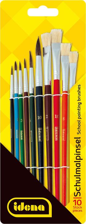 Actual product image Idena School Painting Brushes 10s 10 Sizes FSC100%