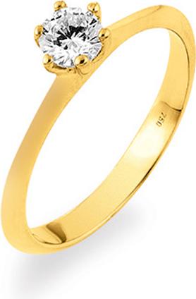 Produktbild Natsumi Schmuck Ring Solitaire Gelbgold 18K/750 mit Zirkonia (50, 750/18 K Gold)