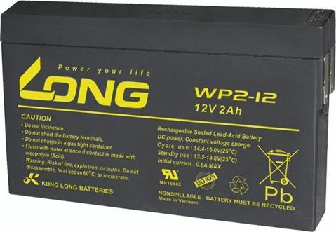 Produktbild Long WP2-12 WP2-12 Bleiakku 12 V 2 Ah Blei-Vlies (AGM) (B x H x T) 150 x 90 x 20 (12 V, 2 Ah)