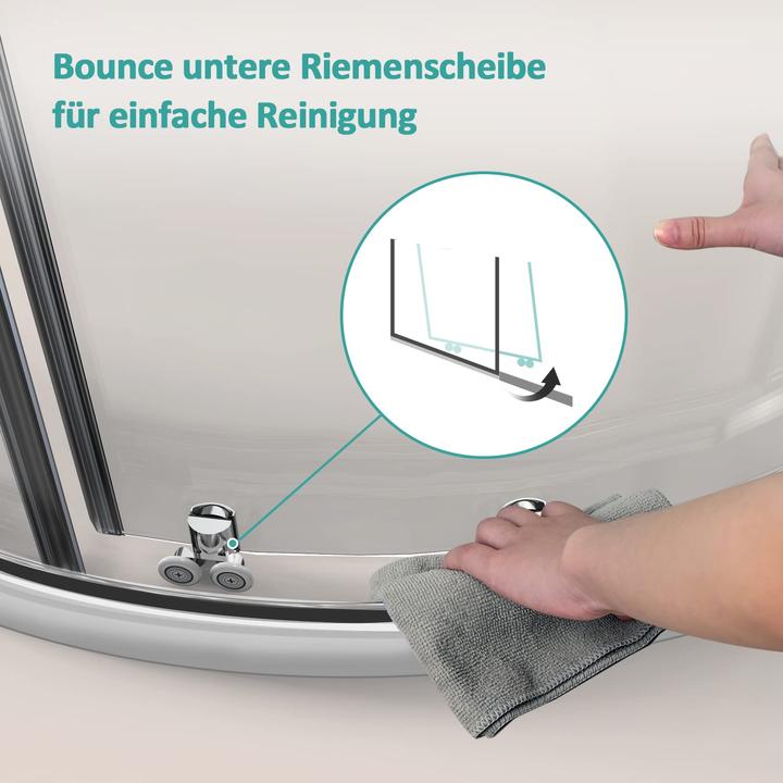 Produktbild Emke Duschkabine Viertelkreis 90x90cm Schiebetür Duschabtrennung Runddusche Duschtrennwand Glas, H190cm (90 cm, 90 cm, 195 cm)