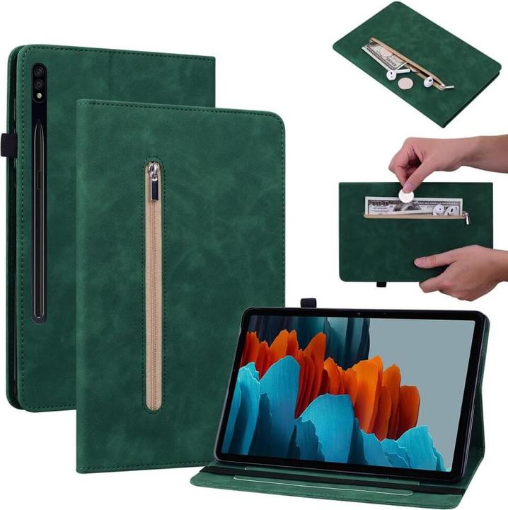 Actual product image Cover-Discount Galaxy Tab S9+ - protective cover with zipper bag green (Galaxy Tab S9 Plus)