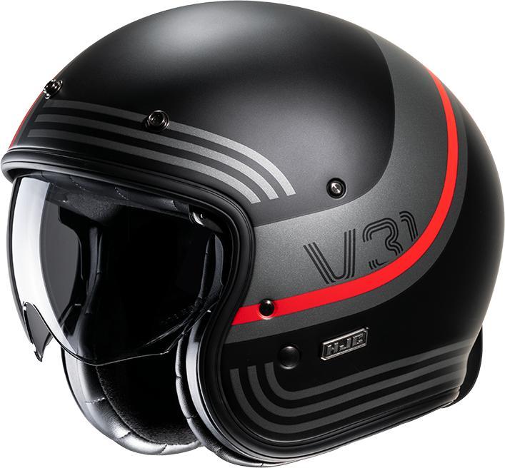 Produktbild HJC V31 BYRON Jethelm schwarz-grau-rot MC1SF S (S)