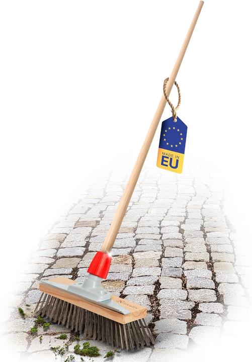 Immagine prodotto Novaliv Robuster Drahtbesen mit Stiel - Stahlbesen mit Holzstiel, Effiziente Moosentfernung, Drahtbü (1 pz.)