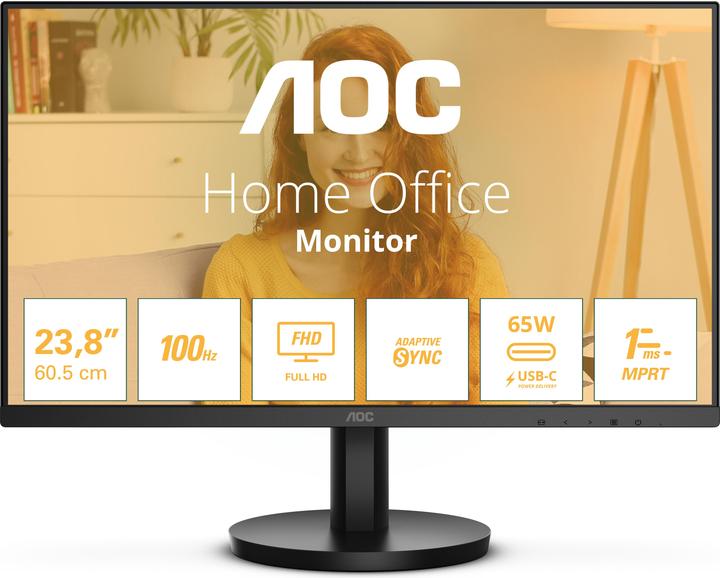 AOC 24B3CA2 Moniteur IPS,,, 4ms, 1x HDMI/1x USB-C/2x USB 3.2, haut-parleurs (1920 x 1080 pixels, 23.80")