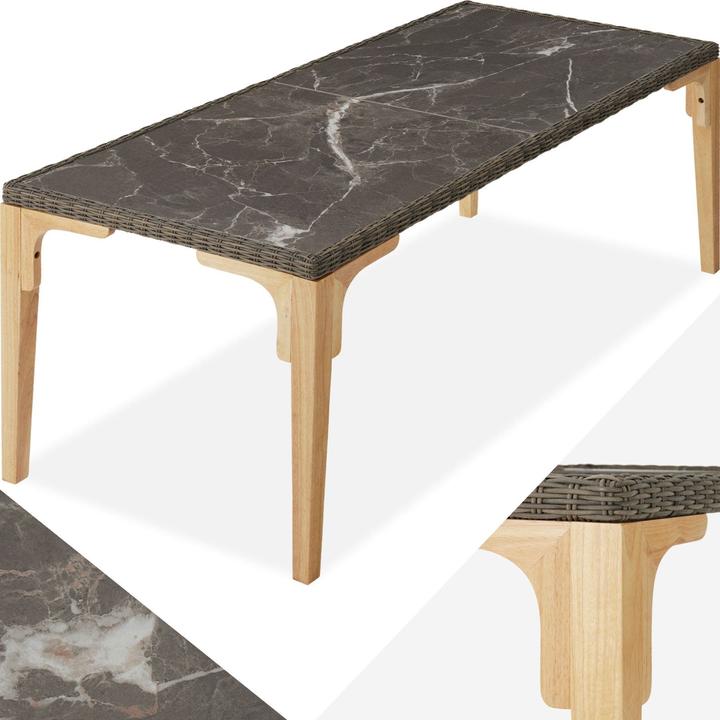 Produktbild tectake Rattan Tisch Foggia 196x87x76cm (196 cm)