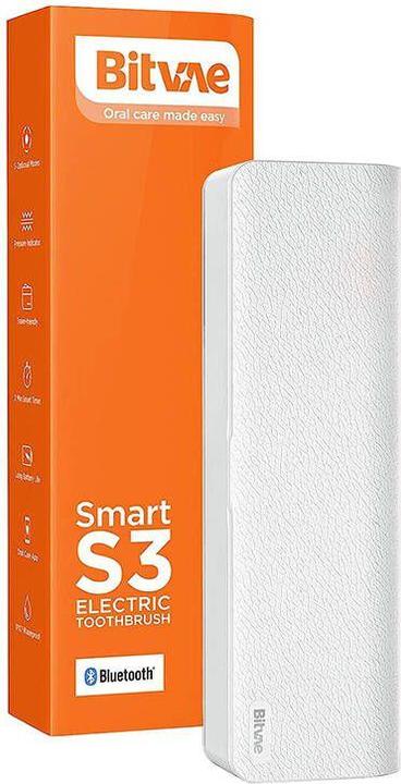 Image du produit Bitvae Brosse à dents Sonic avec application, jeu d'embouts et étui de voyage S2 (blanc) (Brosse à dents sonique)