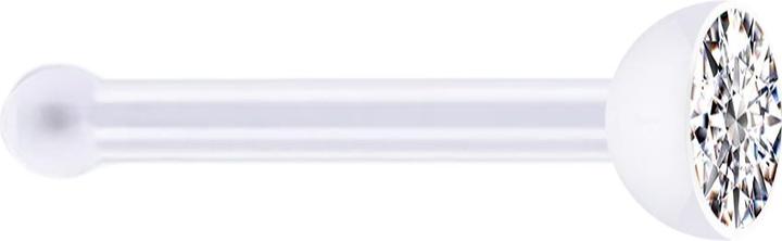 Actual product image Star Piercing Nose stud straight transparent with crystal silver (without brass, Bioflex)
