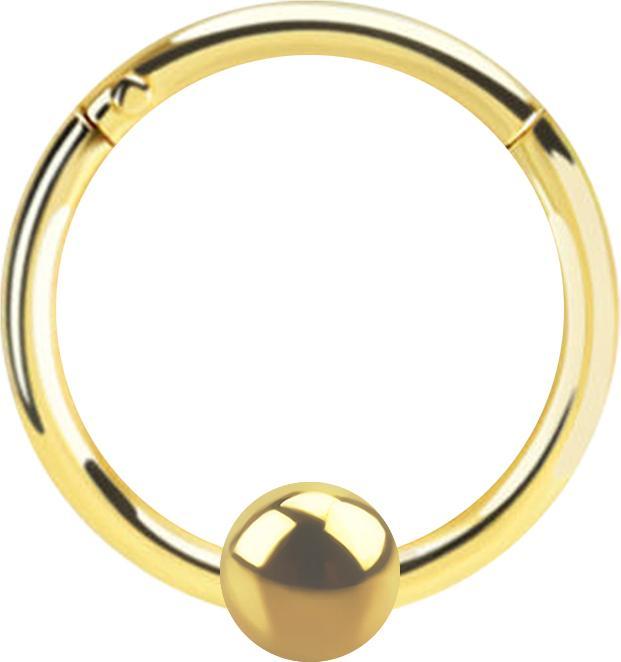 Star Piercing Micro Segmentring klappbar vergoldet mit Kugel (ohne Messing, 925 Sterlingsilber)