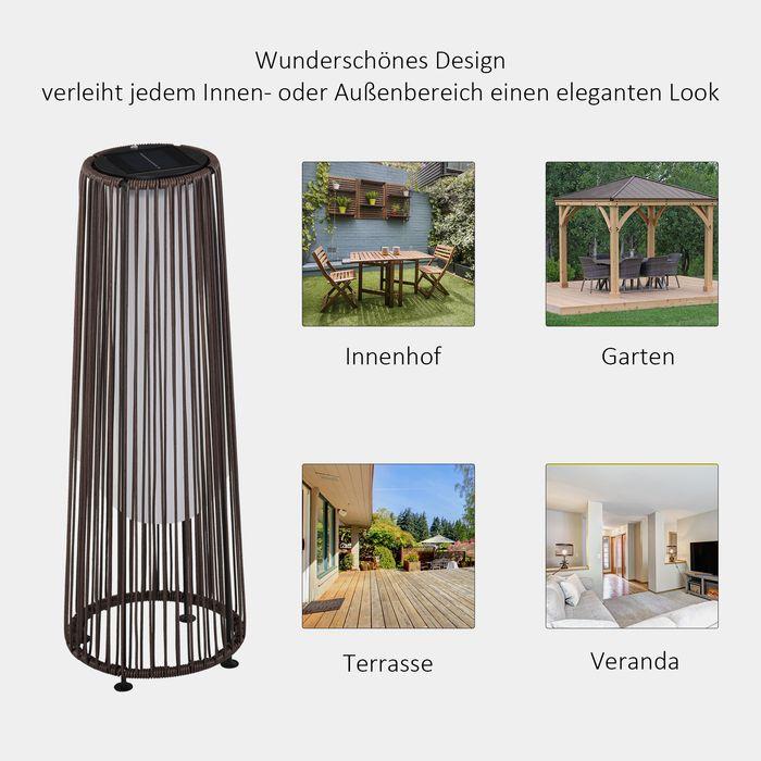 Produktbild Swisshandel24 Solarlampe, Rattan Solarleuchte, Braun, 21,5x21,5x61cm (IP44)