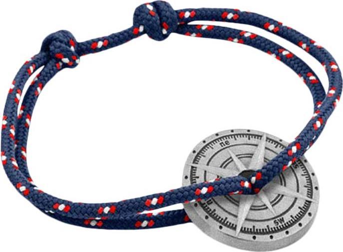 Le vent à la française Armband Argent Vieilli - Marineblau, weiss & rot