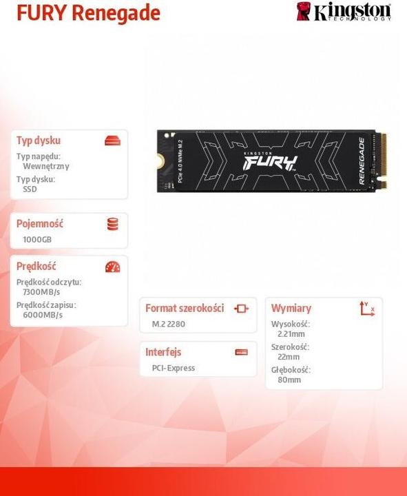 Immagine prodotto Kingston FURY Renegade (1000 GB, M.2 2280)