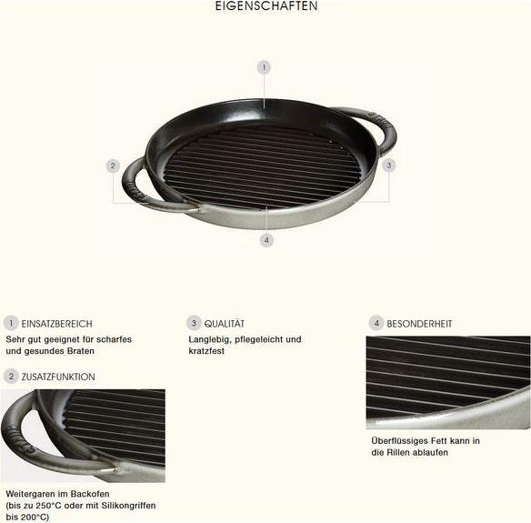 Actual product image Staub Grill pan (24 cm, Grill pan, Cast iron)