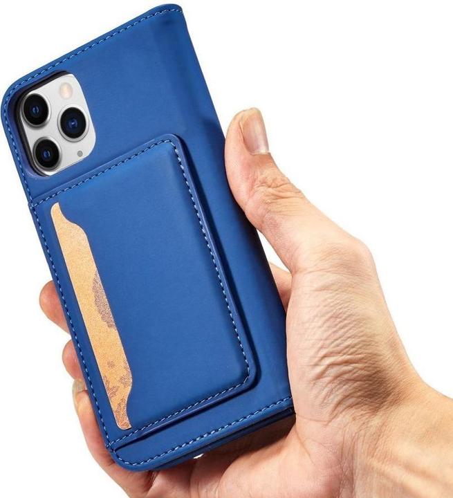 Actual product image Hurtel Magnet Card Case for iPhone 12 Pro cover card wallet card stand blue (Apple iPhone 12 Pro)