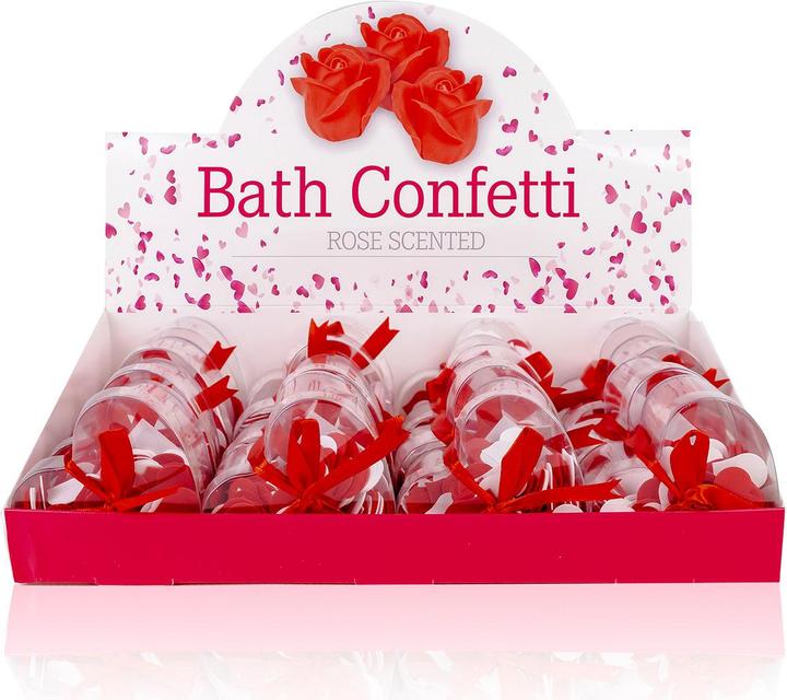 Produktbild Accentra Badekonfetti ROSE in herzförmiger Geschenkbox, zweifarbig, 20g, Duft: Rose, Farbe: rot/weiss