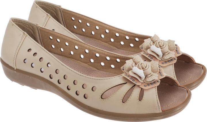 Produktbild Boulevard Ballerinas Schuhe Mit Zehenöffnung Lochmuster Und Blumenapplikation (37)