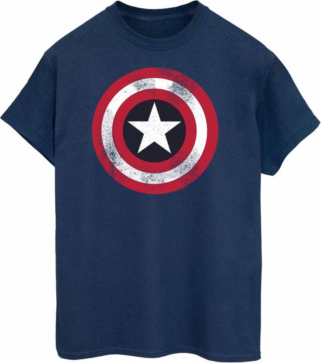 Captain America Distressed Schild Baumwolle Boyfriend TShirt