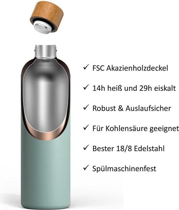 Produktbild T&N Edelstahl Trinkflasche (Wood Edition, Nude, 1l) (1 l)