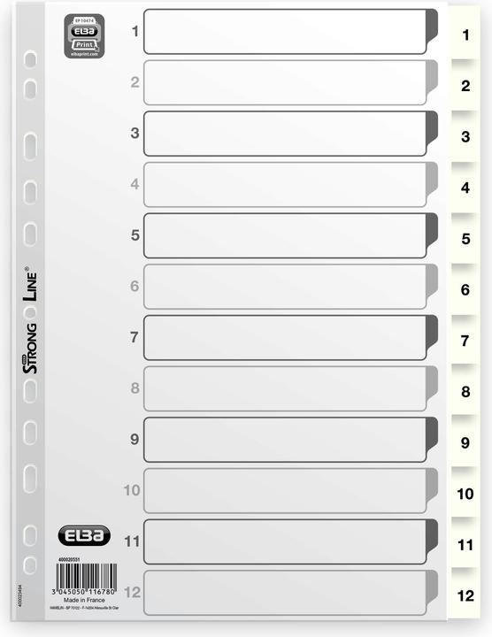 Actual product image Elba STRONG-LINE REGISTER A4 PP HVIS 1-12, HVID
