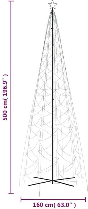 Produktbild VidaXL LED-Weihnachtsbaum Kegelform Mehrfarbig 1400 LEDs 160x500 cm