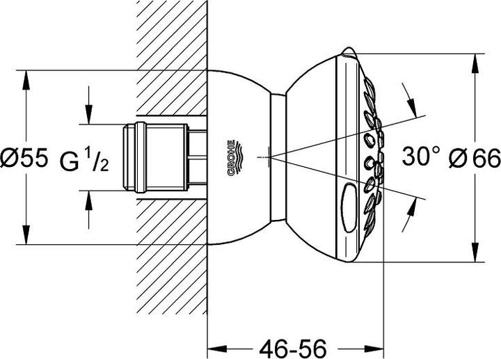 Immagine prodotto Grohe Doccia laterale RELEXA 65 Massage cromo (2 Tipi di raggi, 15 l/min)